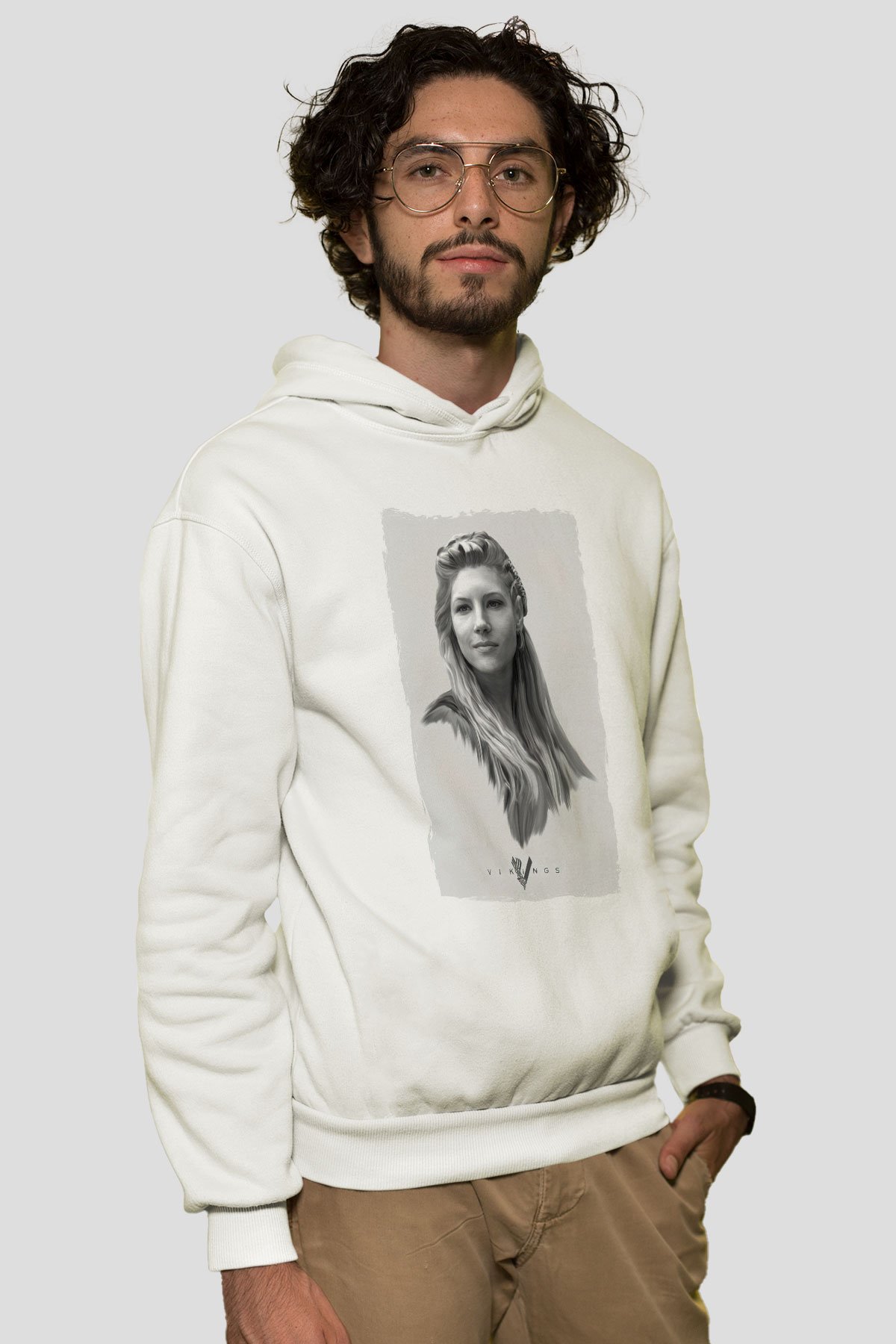 Vikings Beyaz Unisex Hoodie