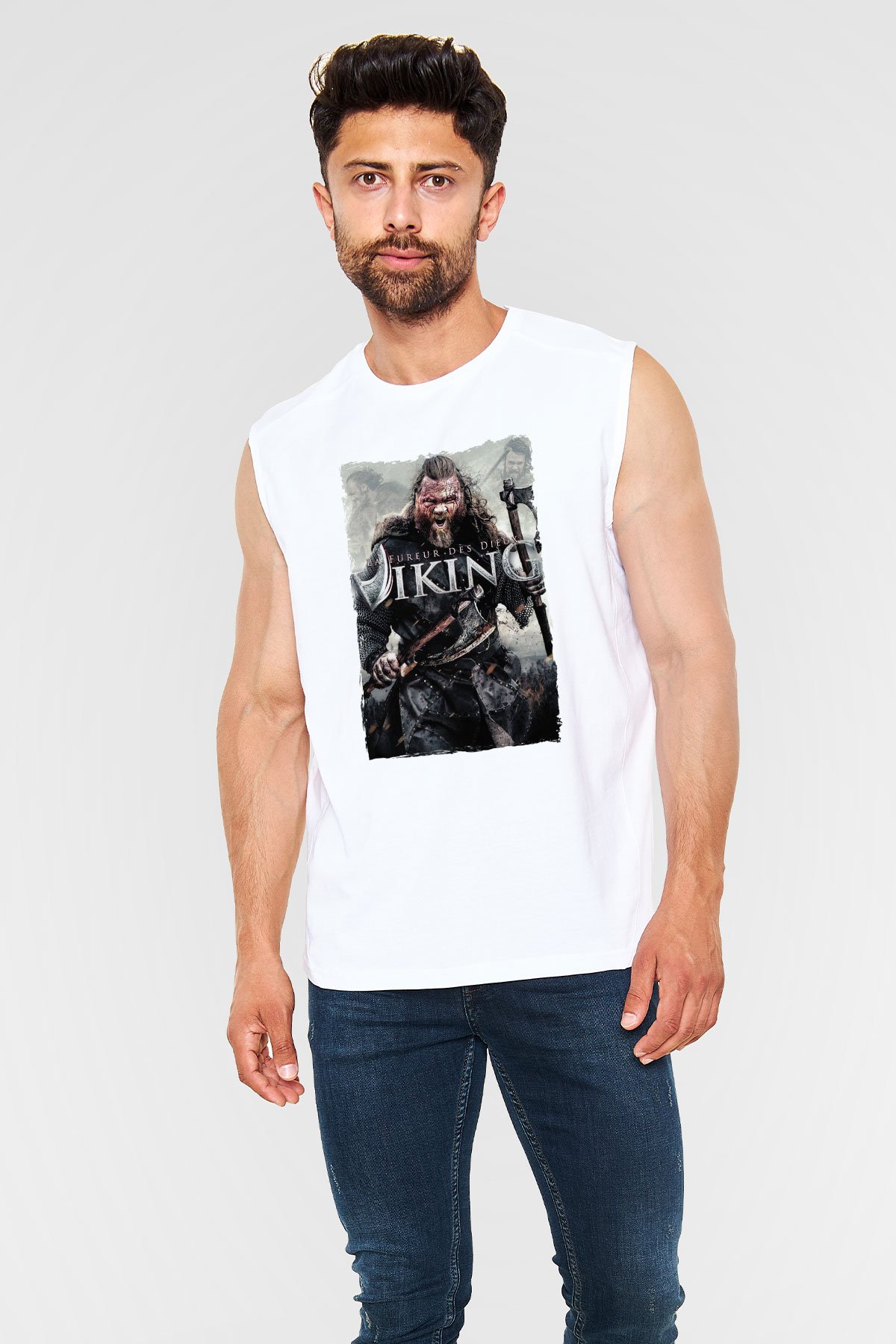 Vikings Beyaz Unisex Kolsuz Tişört