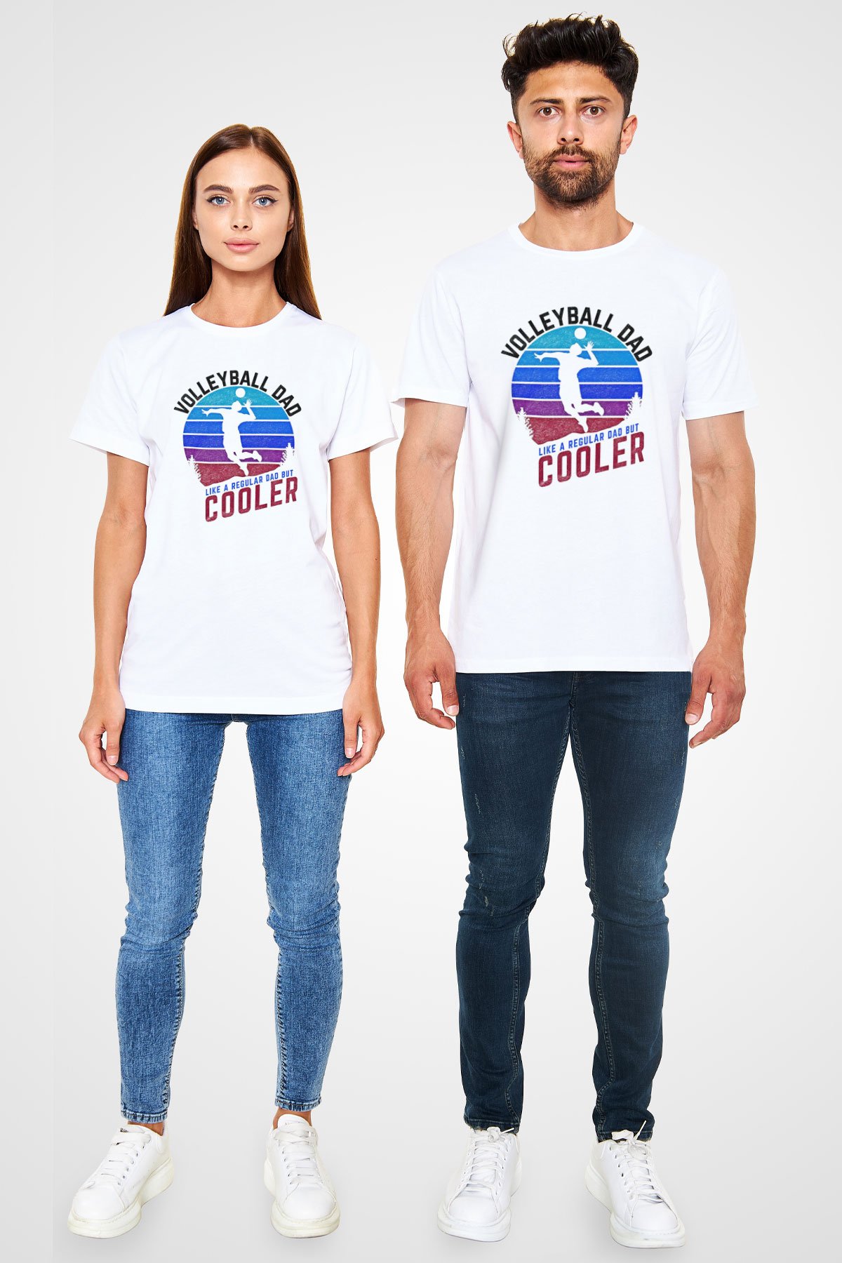 Voleybol Baskılı Unisex Beyaz Tişört - Tshirt