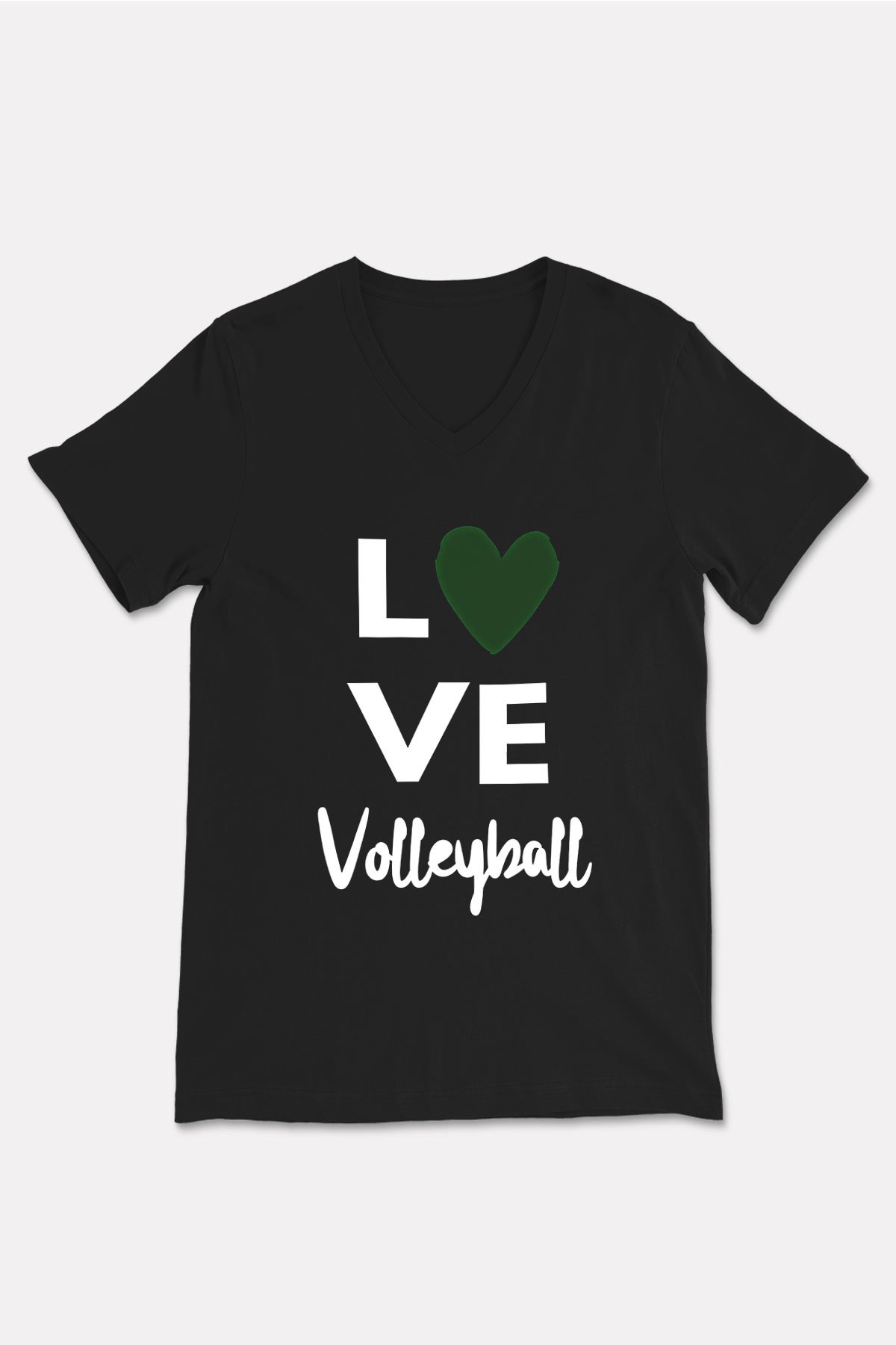 Voleybol - Volleyball Baskılı Unisex Siyah V Yaka Tişört