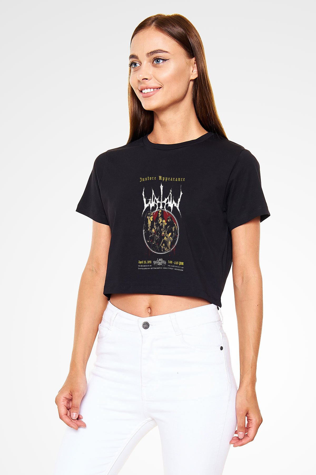 Watain Siyah Crop Top Tişört