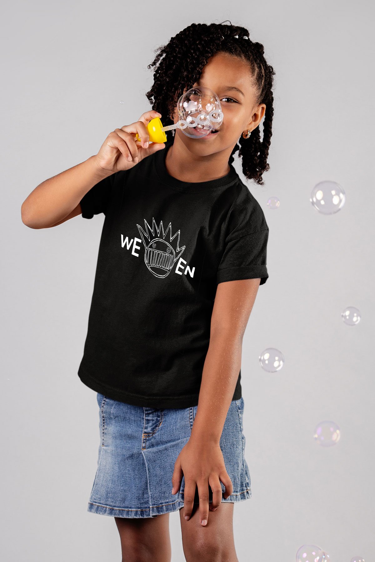 Ween Baskılı Siyah Unisex Çocuk Tişört