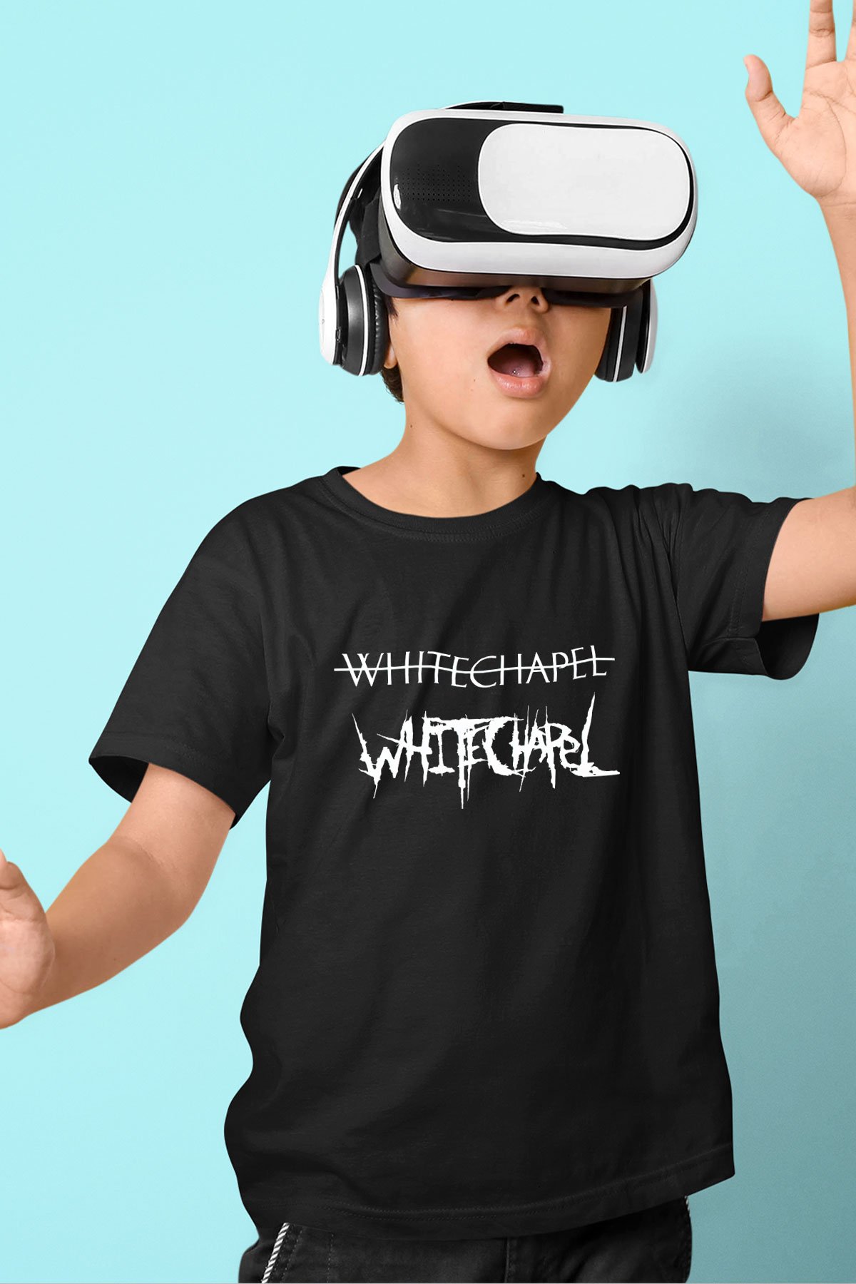 Whitechapel Baskılı Siyah Unisex Çocuk Tişört