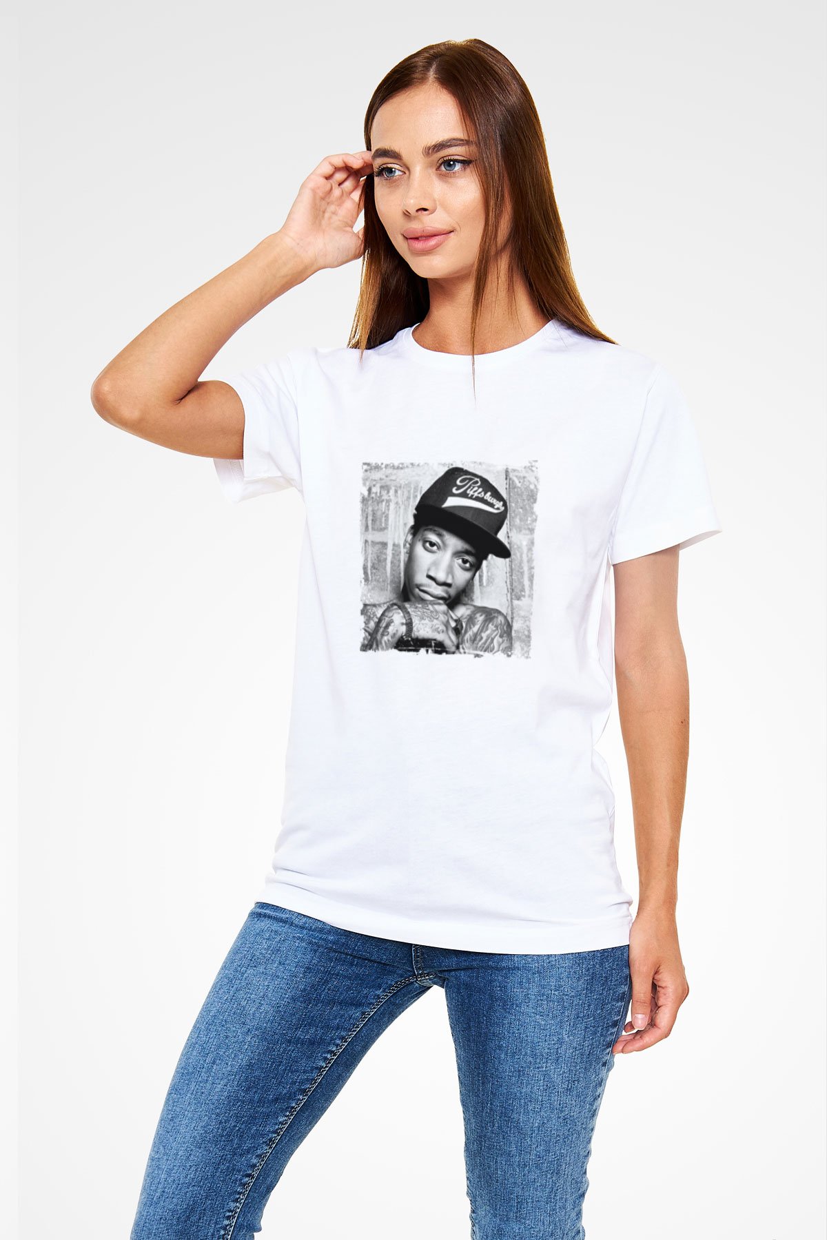 Wiz Khalifa Baskılı Unisex Beyaz Tişört