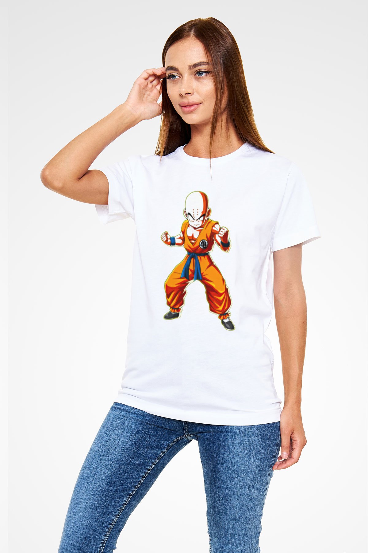 Wushu Baskılı Unisex Beyaz Tişört - Tshirt