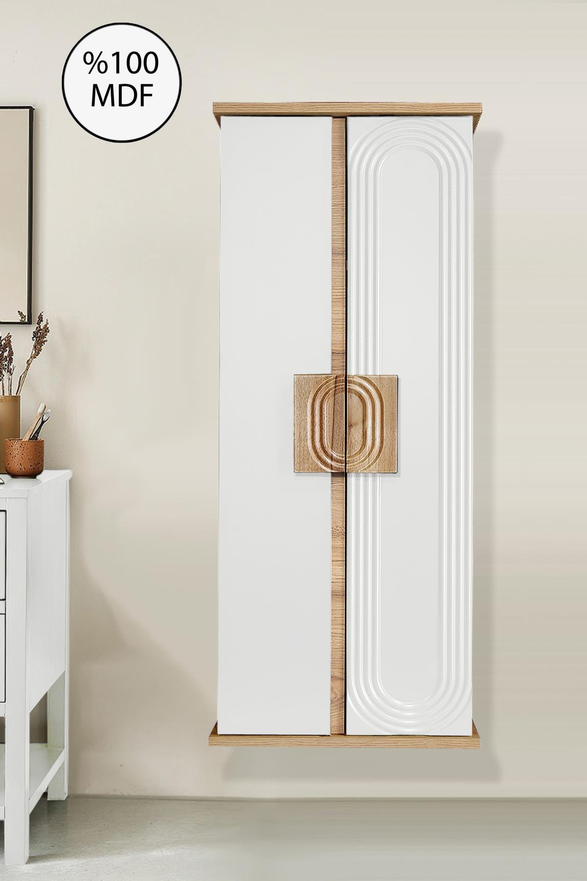 Nurcelant Banyo Mutfak Erzak Boy Dolabı Mdf Beyaz