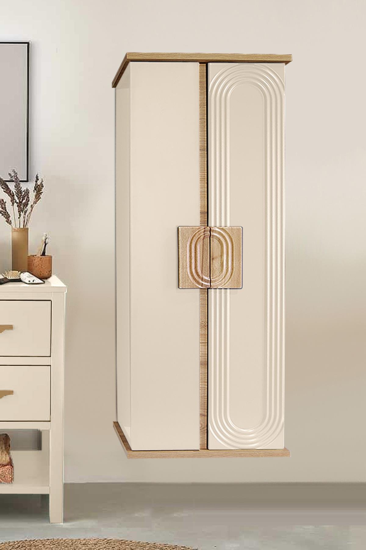 Nurcelant Banyo Mutfak Erzak Boy Dolabı Mdf Krem