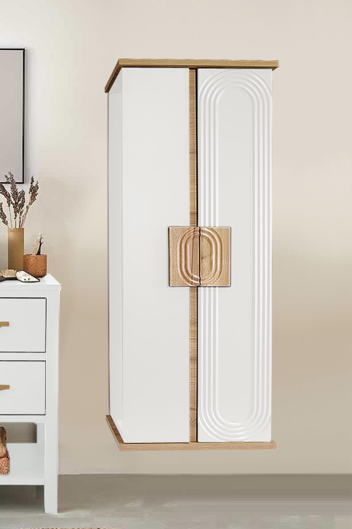 Nurcelant Banyo Mutfak Erzak Boy Dolabı Mdf Beyaz
