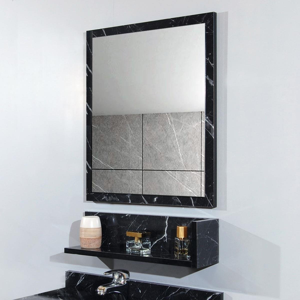 Nurcelant Raflı Banyo Aynası 50 cm Üst Modül Siyah