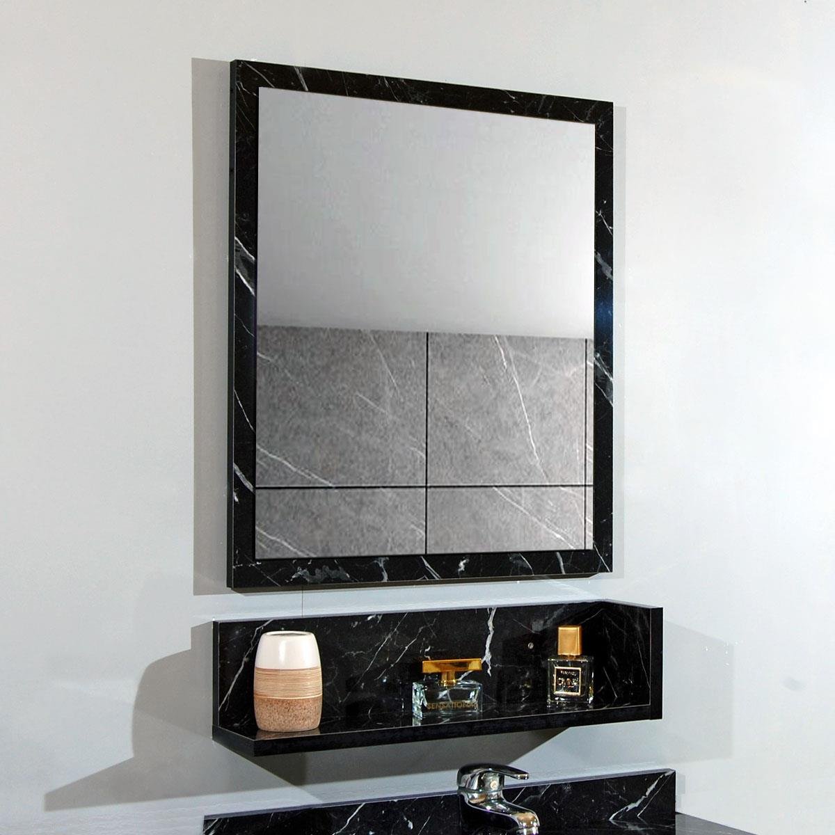 Nurcelant Raflı Banyo Aynası 50 cm Üst Modül Siyah