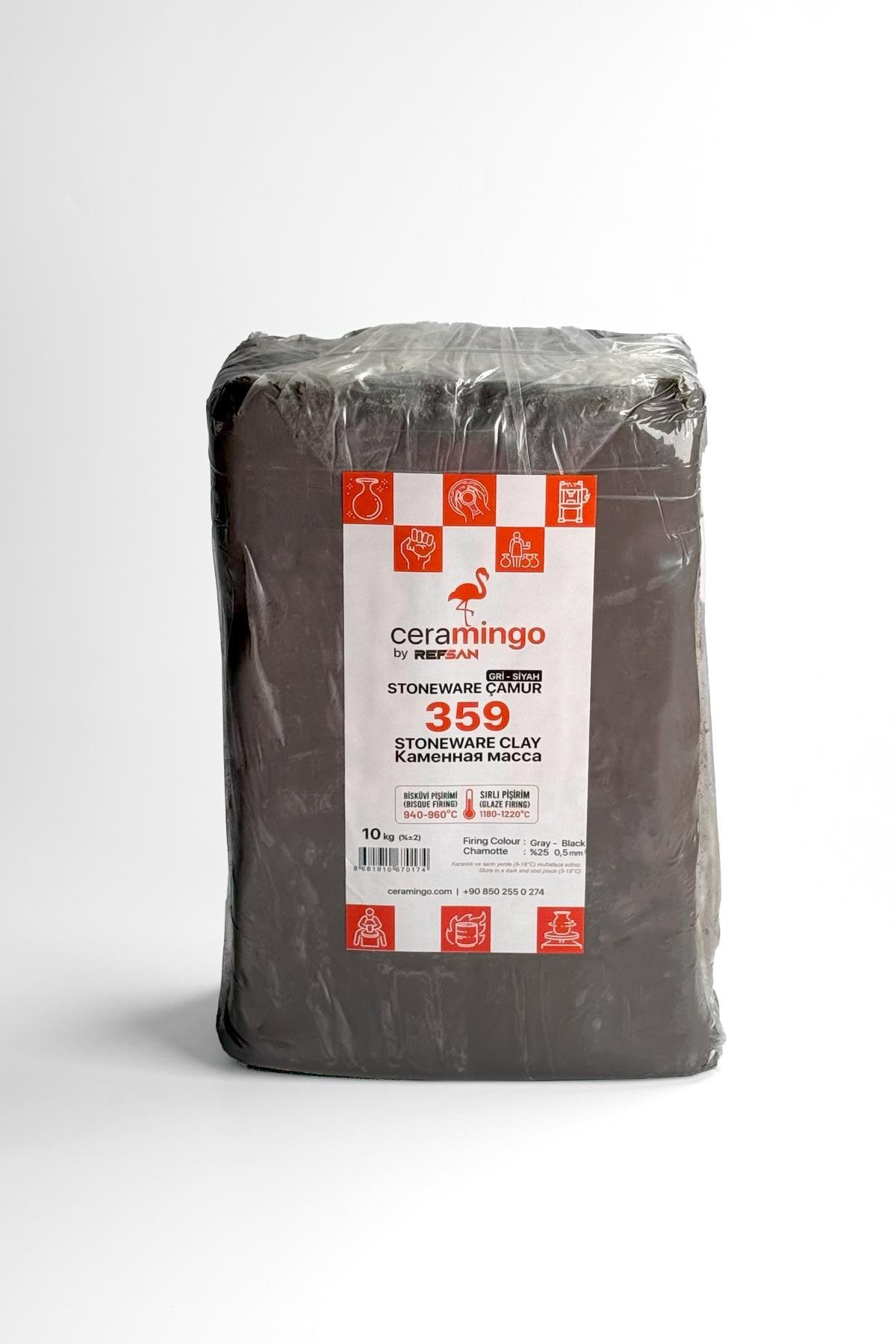 359 Gri-Siyah Stoneware Çamur Vakumlu 10 kg