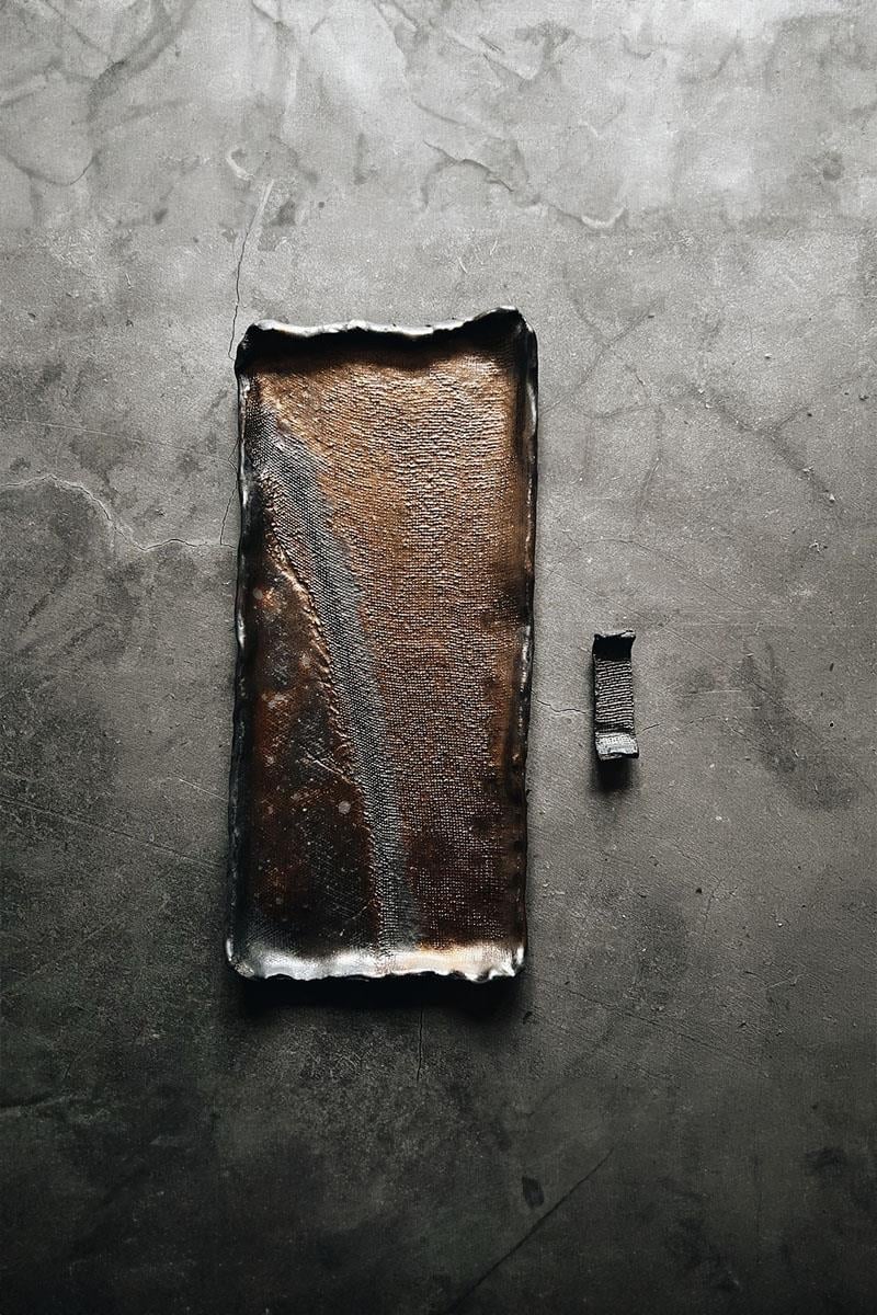 Bronzie Tabak El Yapımı Stoneware Seramik Sushi 2'Li Tabak Takımı
