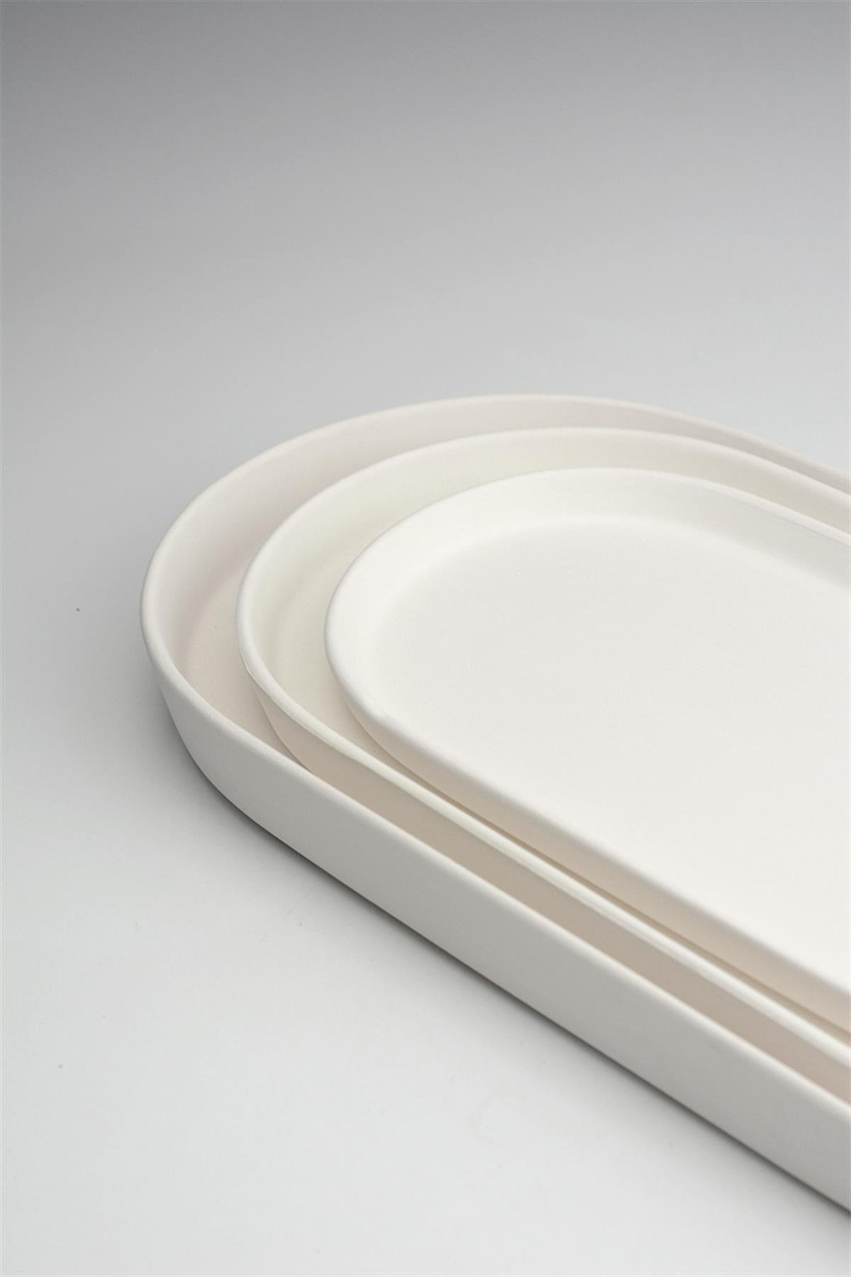 Dik Kenarlı Oval Tabak | Seramik Bisküvi