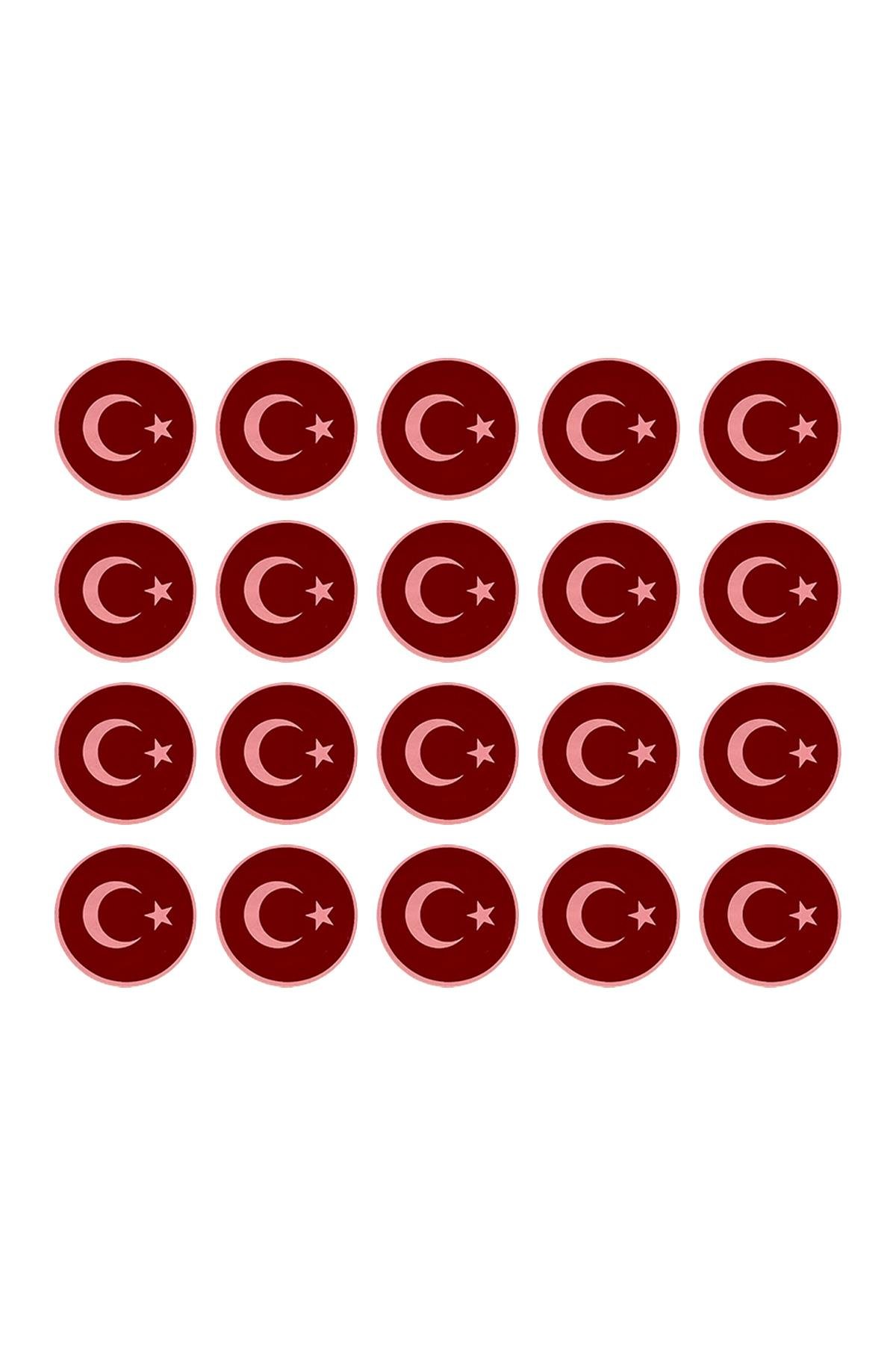 E505-1 Türk Bayrağı Desenli Sır Üstü Dekal 5 cm