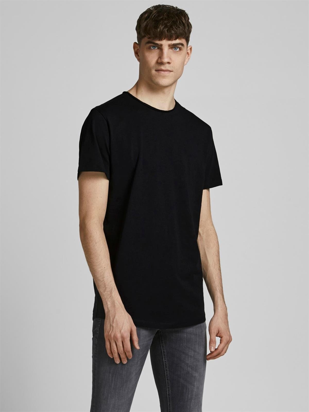 Jack & Jones Erkek Beyaz Tişört 12182498 Siyah 