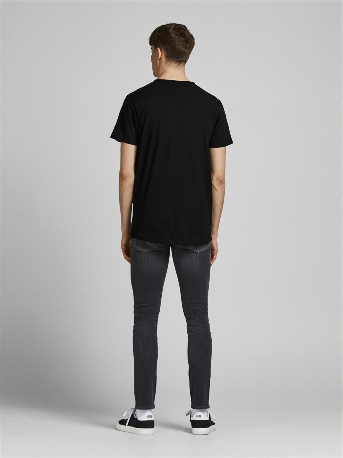 Jack & Jones Erkek Beyaz Tişört 12182498 Siyah 