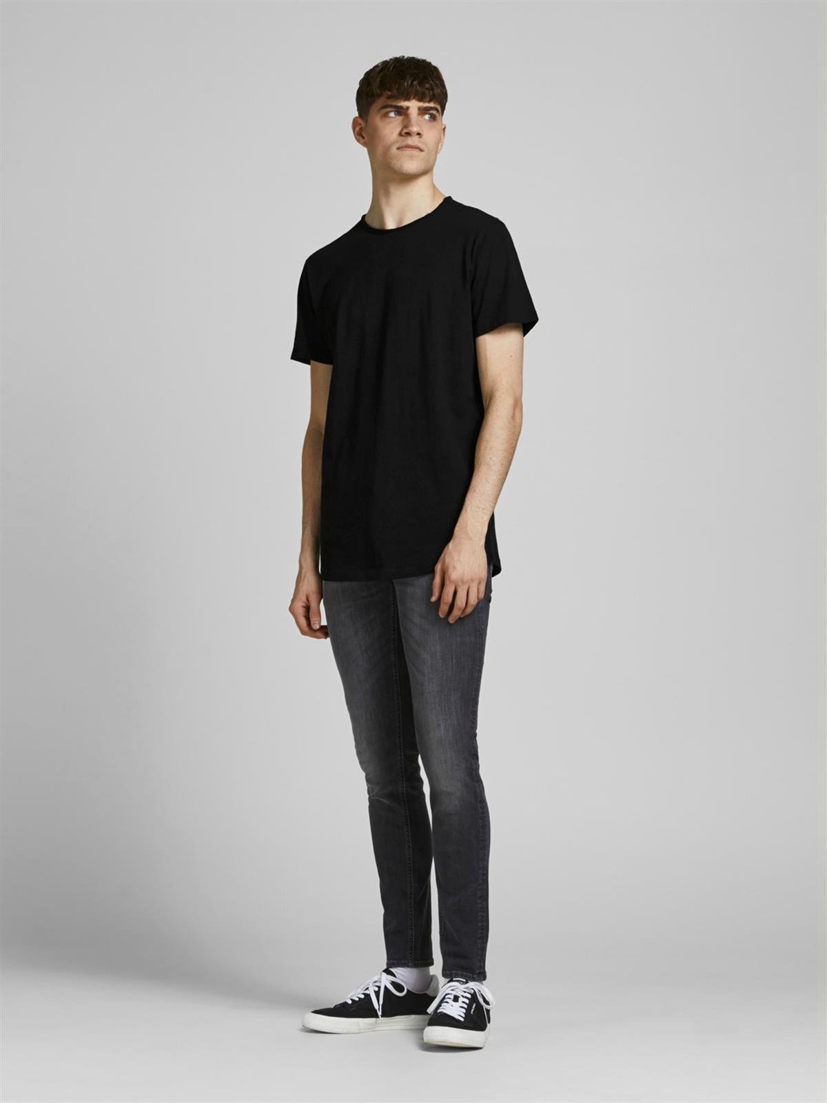 Jack & Jones Erkek Beyaz Tişört 12182498 Siyah 