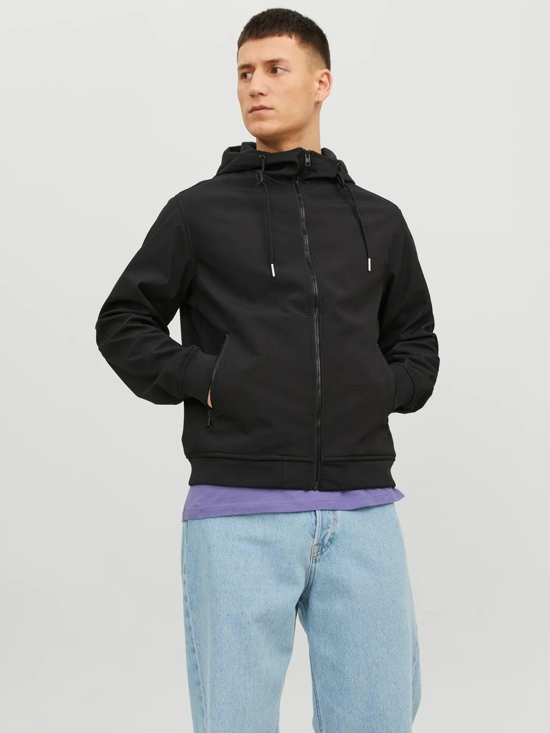 Jack & Jones Erkek Jjebasıc Suya Dayanıklı Softshell Ceket 12236300 Siyah
