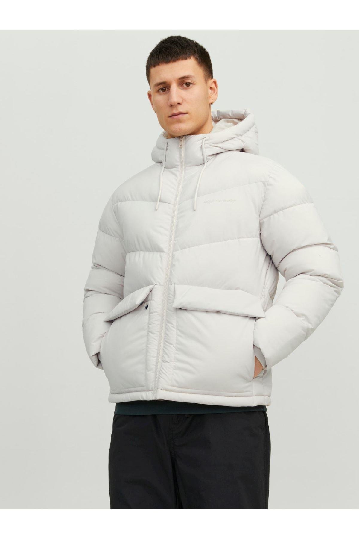 Jack & Jones Erkek Kapüşonlu Cep Detaylı Puffer Mont 12238849