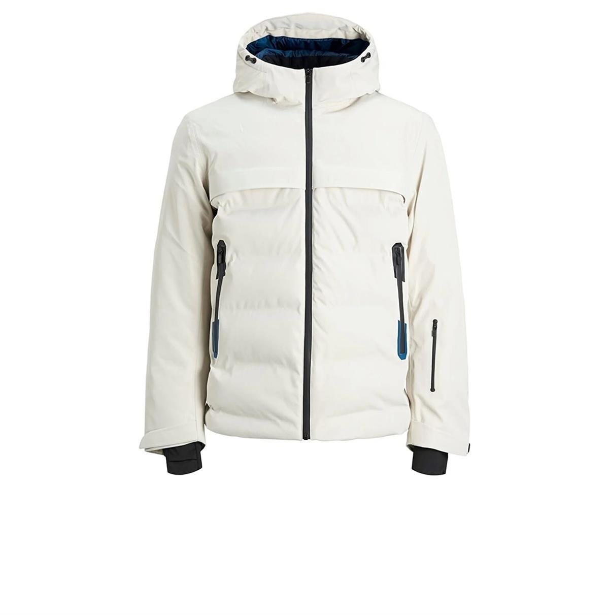 Jack & Jones Erkek Kapüşonlu Cep Detaylı Jcotarwin Puffer Mont 12225287 Krem