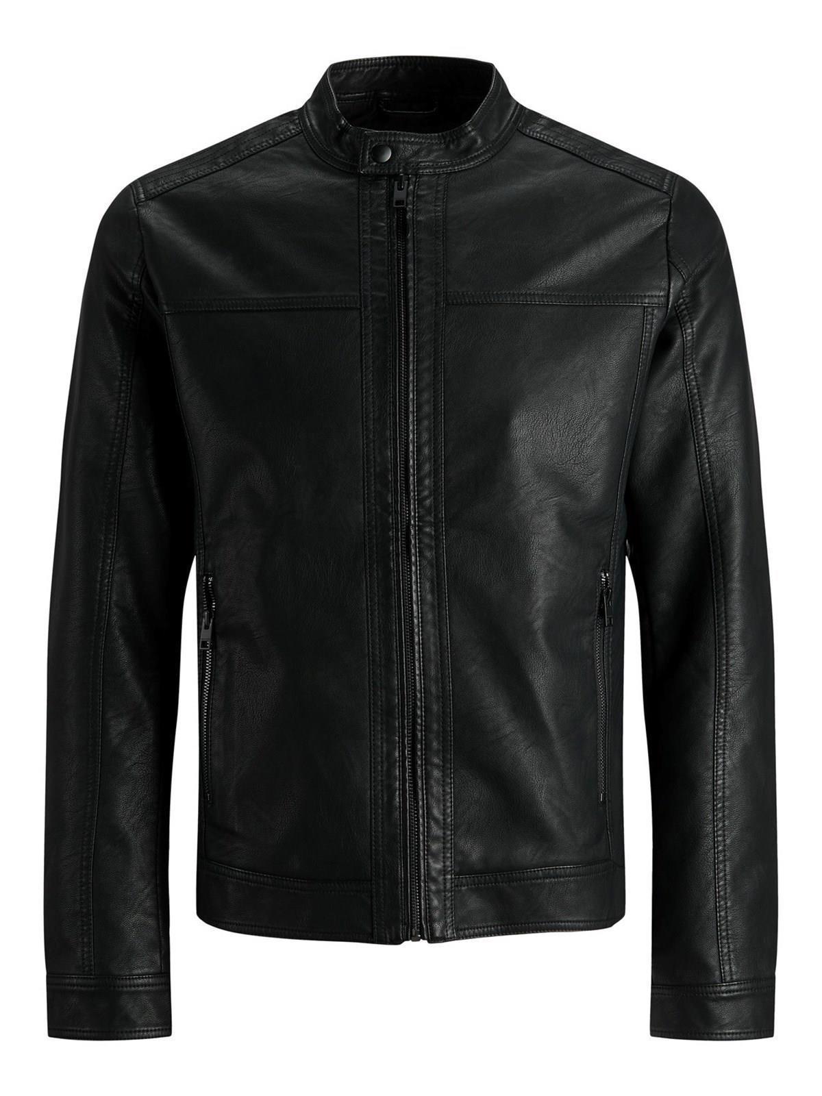 Jack & Jones Erkek Siyah Deri Ceket 12182461