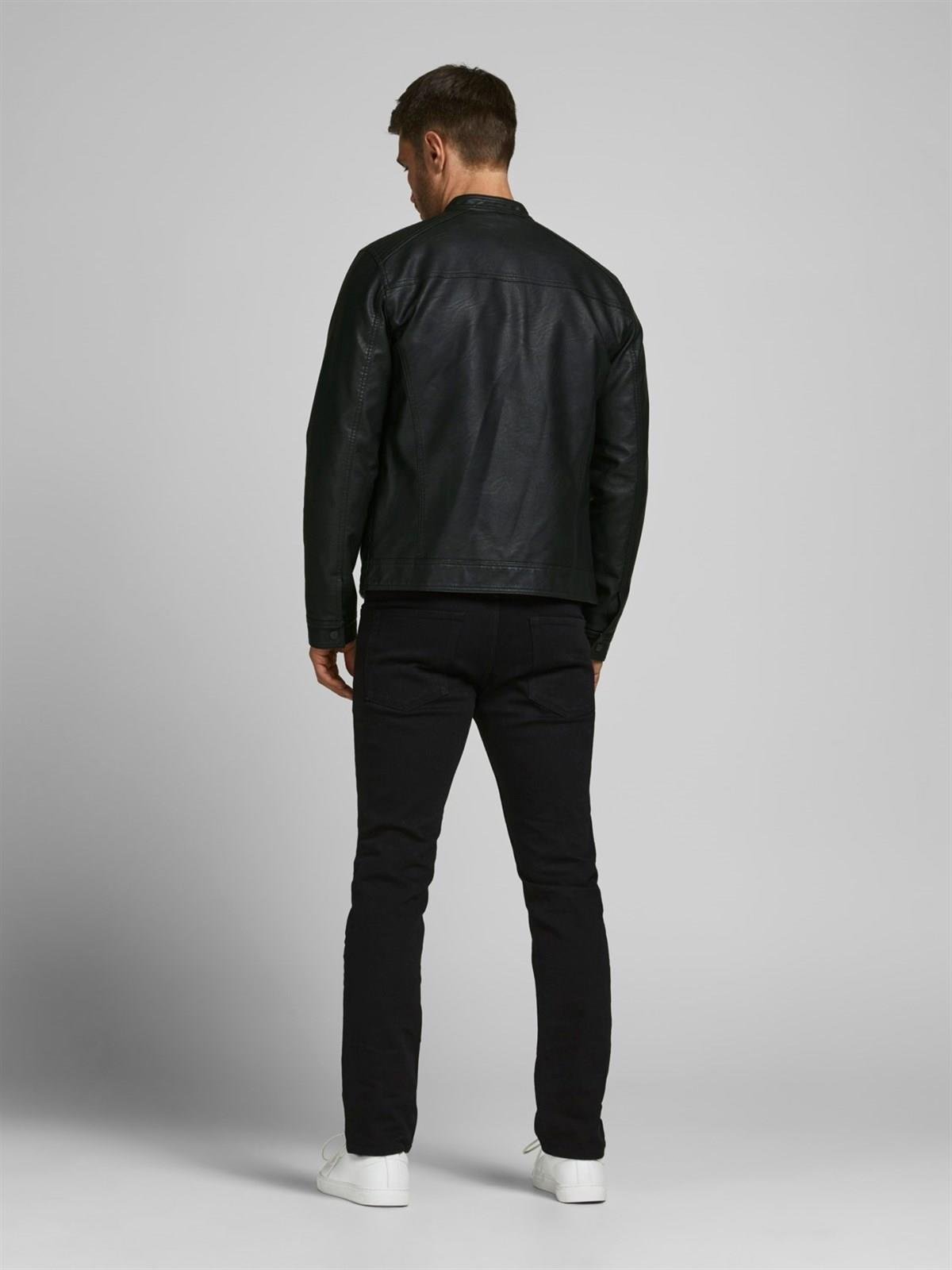 Jack & Jones Erkek Siyah Deri Ceket 12182461