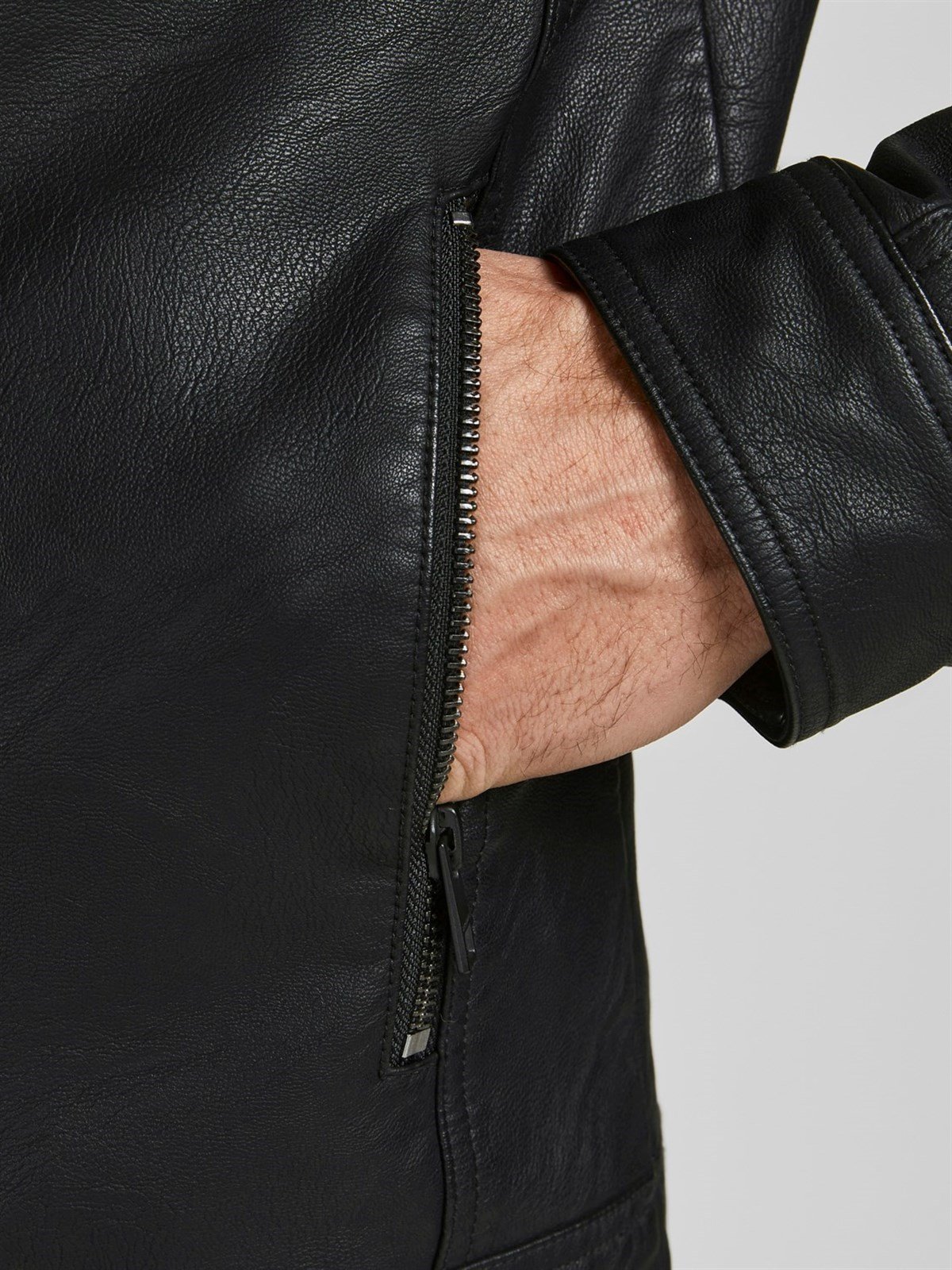 Jack & Jones Erkek Siyah Deri Ceket 12182461