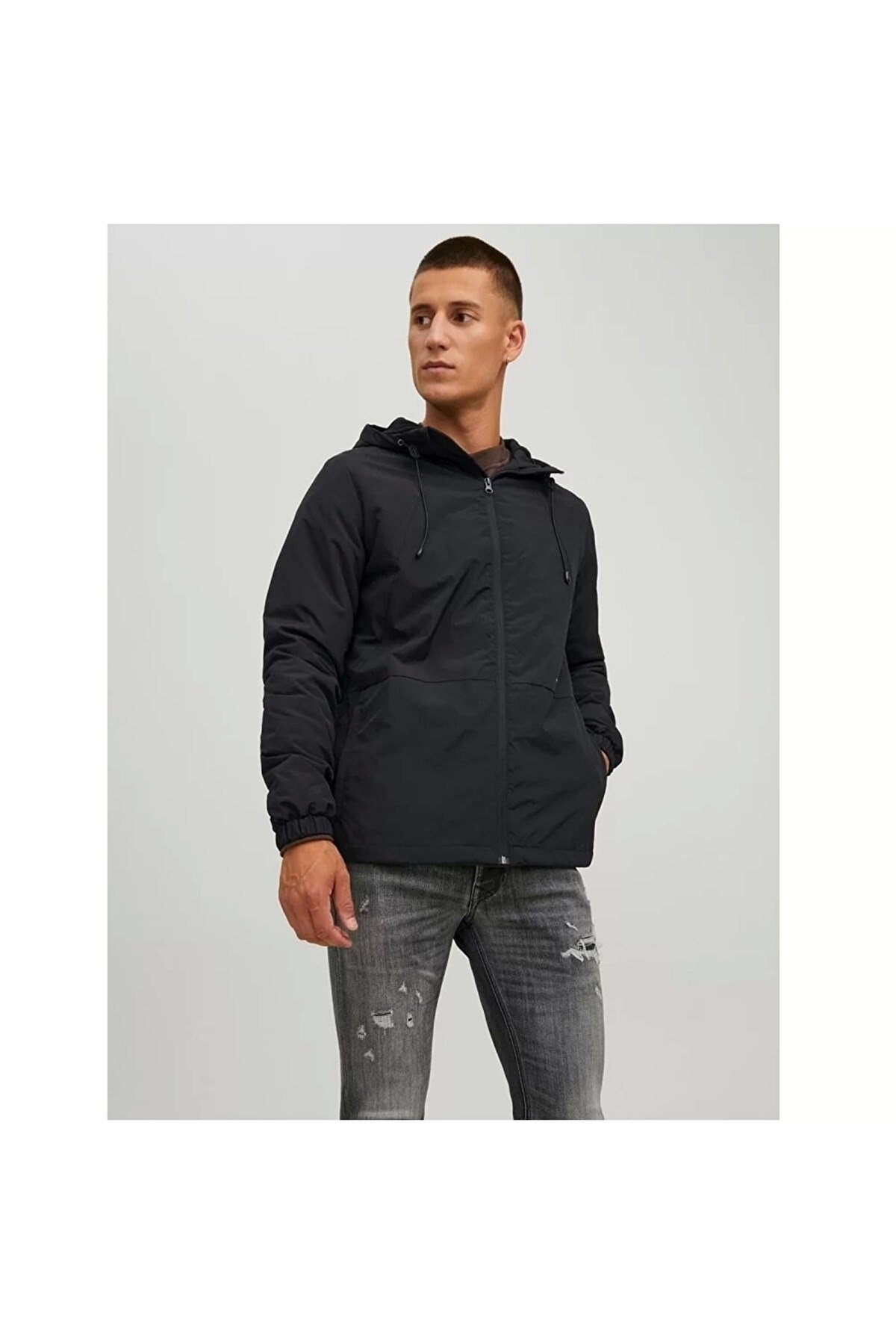 Jack & Jones Jortamper Erkek Kapüşonlu Mevsimlik Mont 12215377 Siyah