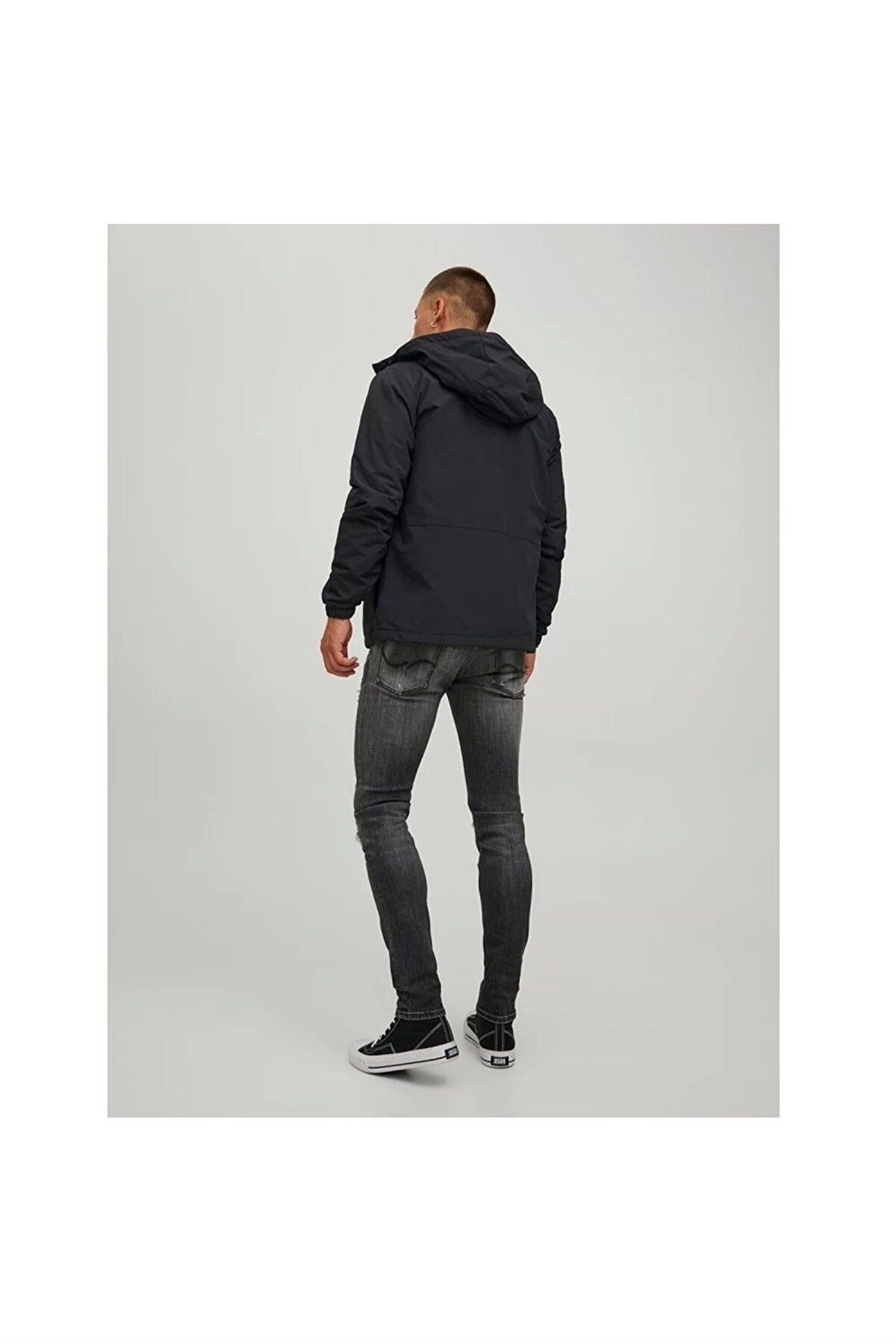 Jack & Jones Jortamper Erkek Kapüşonlu Mevsimlik Mont 12215377 Siyah