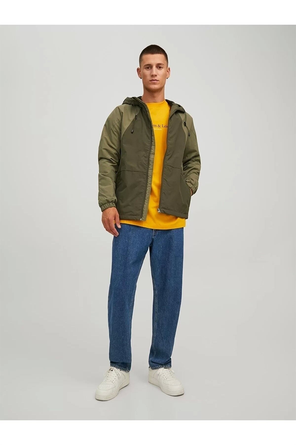 Jack & Jones Jortamper Erkek Kapüşonlu Mevsimlik Mont 12215377 Haki