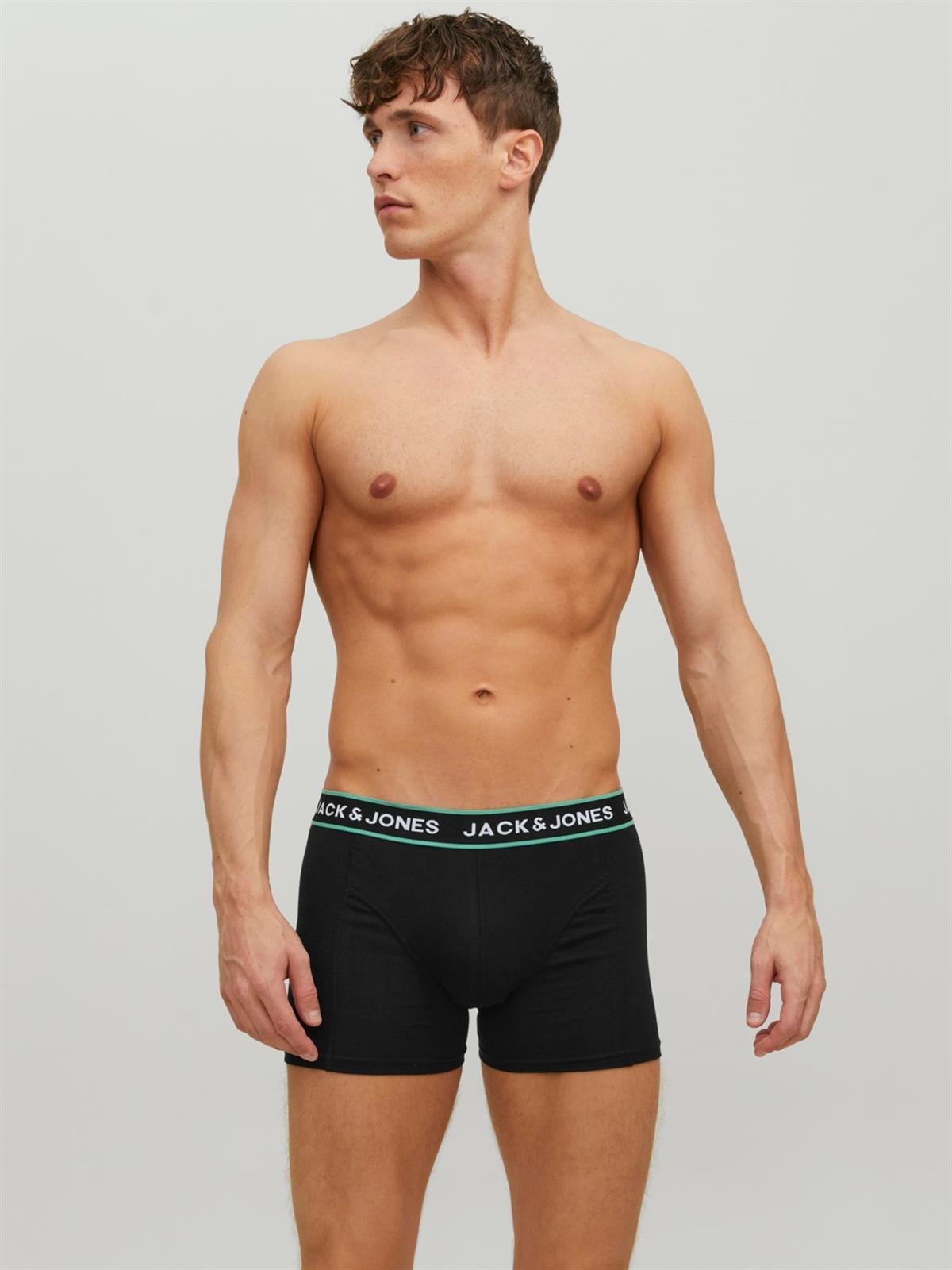 Jack & Jones Sense 3 Lü Paket Erkek Boxer 12171253 Mavi Yeşil Siyah