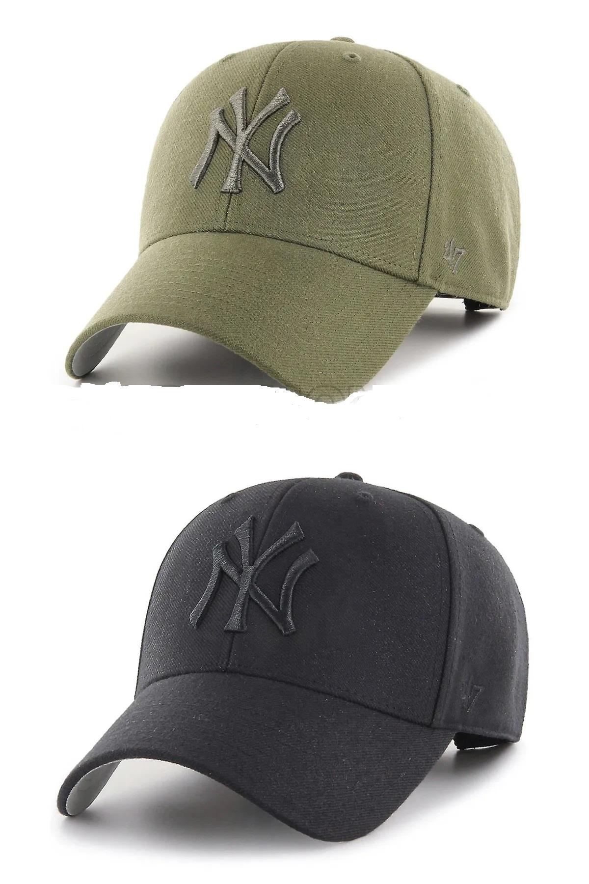White Stars Cap Erkek 2 li Şapka WS5334 HakiyeHaki SiyahaSiyah