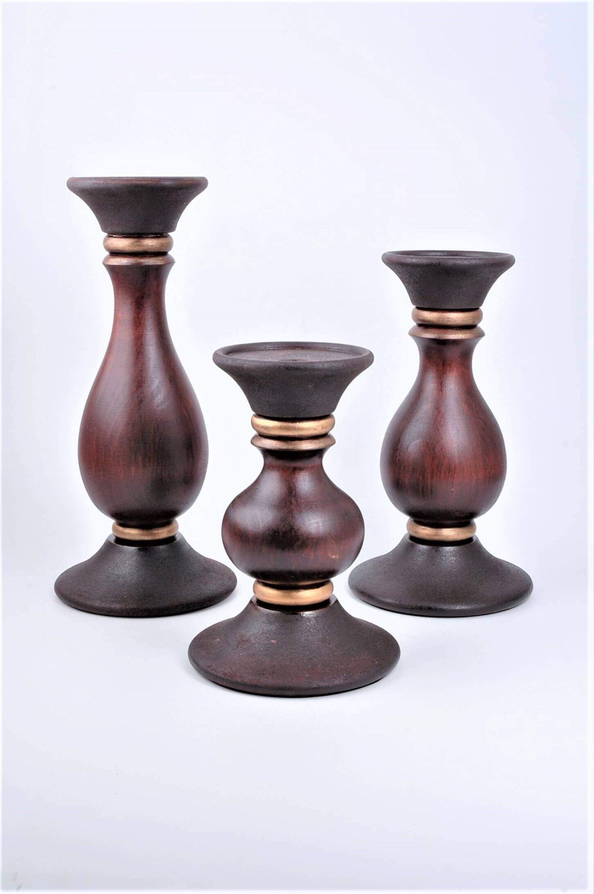 29 cm Bordo Ahşap Tombul Kütük Mumluk