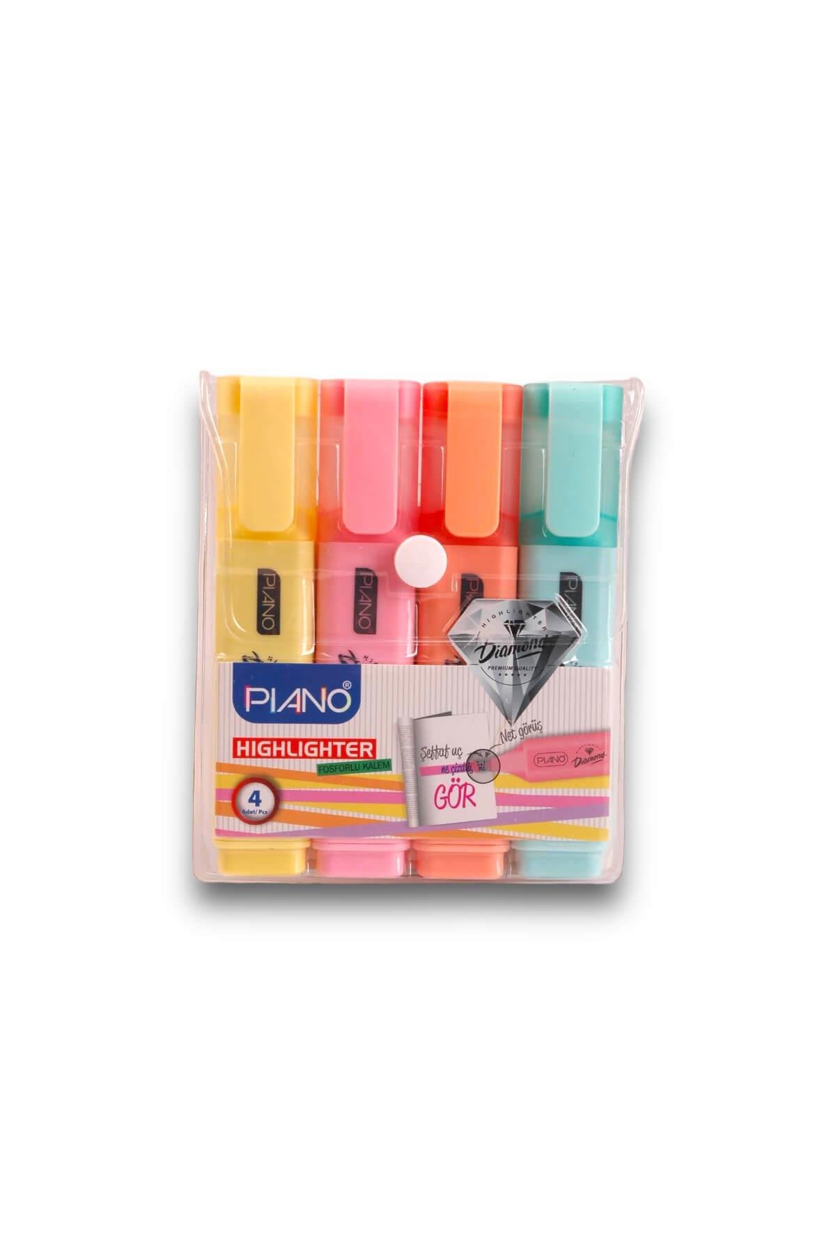 4'lü Piano Diamond Pastel Highlighter Kalem
