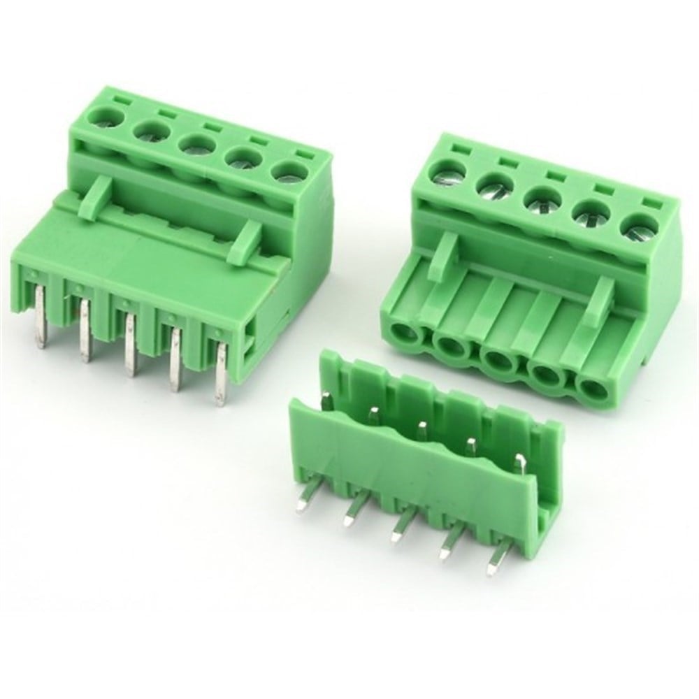 Kompent5 Pin 90 Derece 5.08mm Geçmeli Klemens Dişi-Erkek Takım