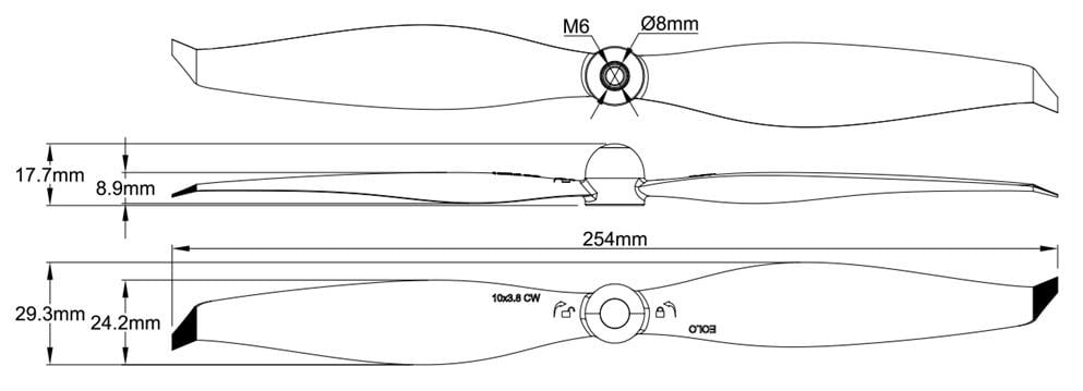 KompentSunnySky EOLO 10x3.8 Multirotor Kendinden Kilitli Pervane (CW & CCW Set)