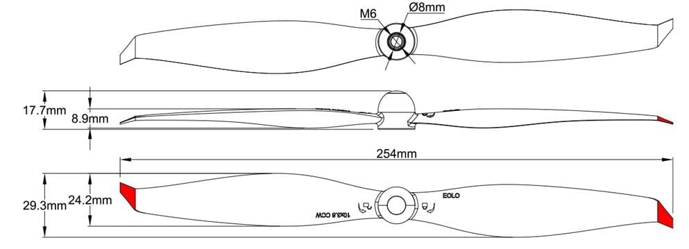 KompentSunnySky EOLO 10x3.8 Multirotor Kendinden Kilitli Pervane (CW & CCW Set)