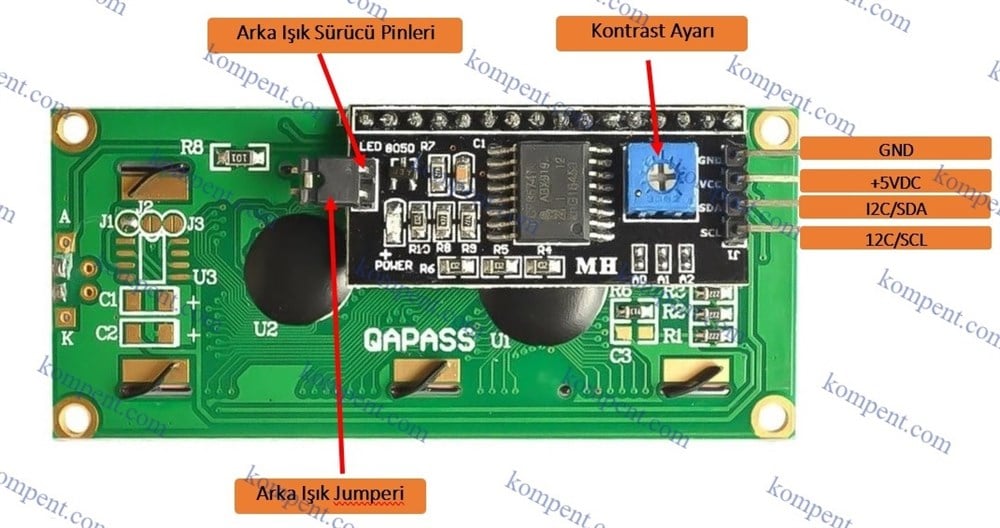 LCD I2C Arayüz Dönüştürücü