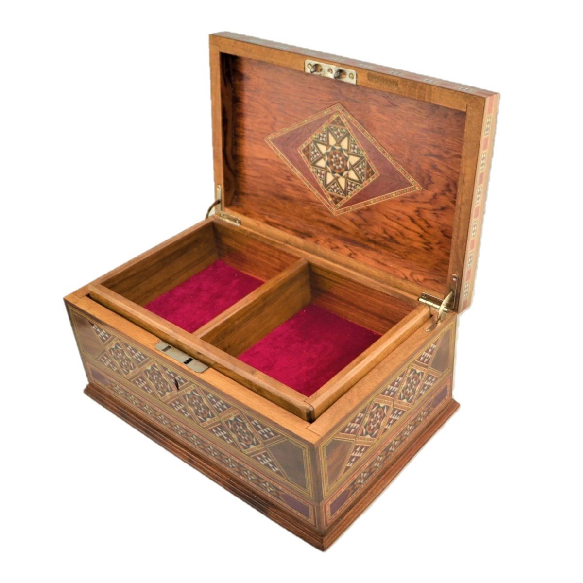 Gifthome, El Yapımı, Masif Ahşap, Takı / Mücevher Kutusu - Lale ( Büyük Saklama Kaplı )