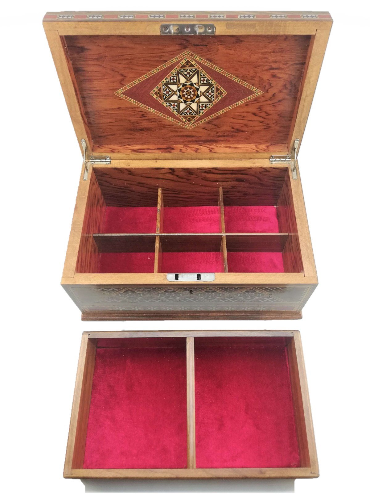 Gifthome, El Yapımı, Masif Ahşap, Takı / Mücevher Kutusu - Lale ( Büyük Saklama Kaplı )