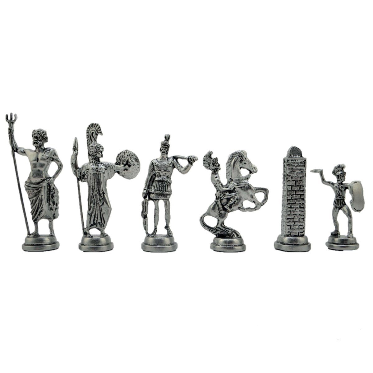 Gifthome Metal Satranç Takımı / Seti; Battal,Yunan,Antik, Kat.Mermer Desenli Satranç Tahtası