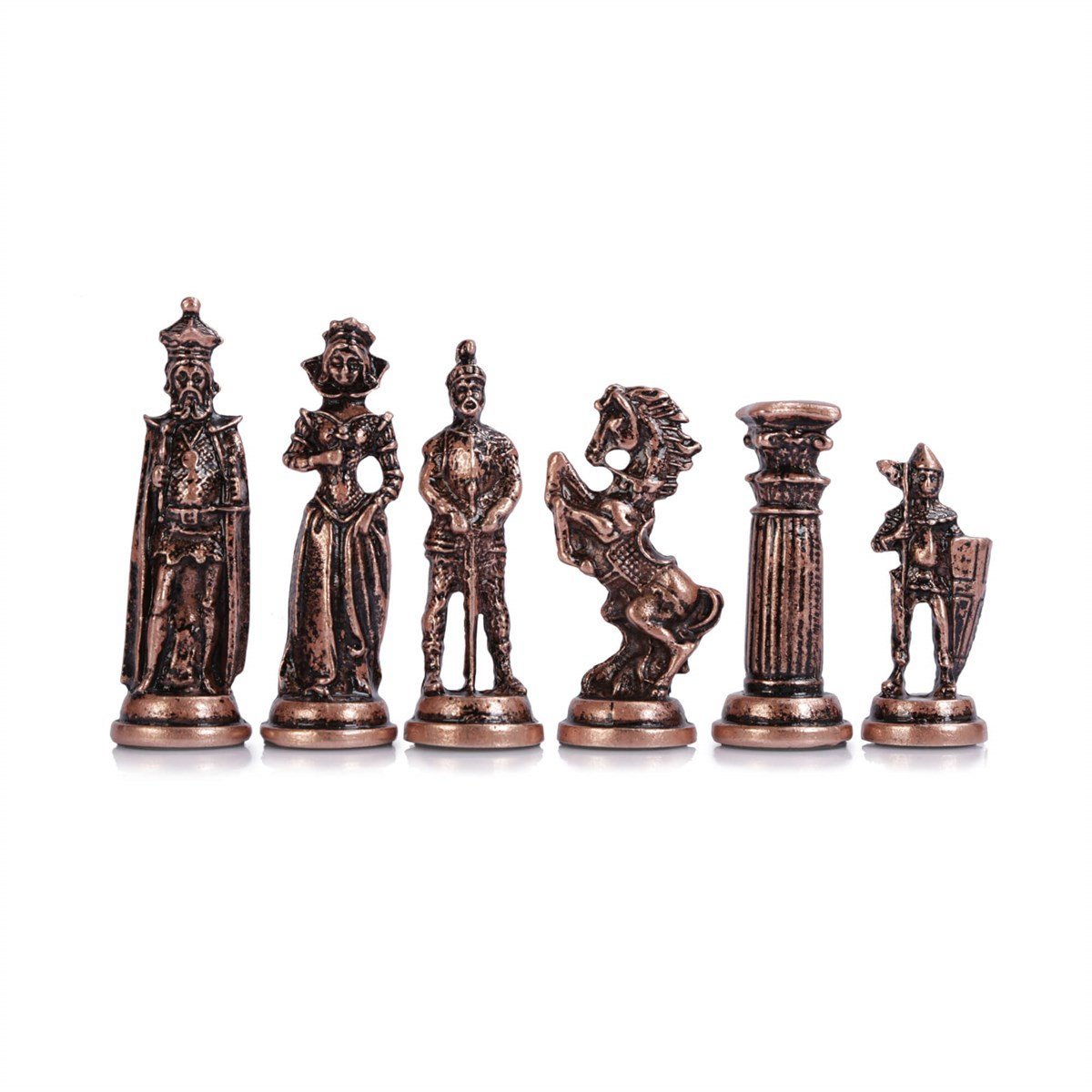 Gifthome Metal Satranç Takımı/Seti;Battal,İngiliz,Antik,Sedefli,Gül, Düz Masif Satranç Tahtası