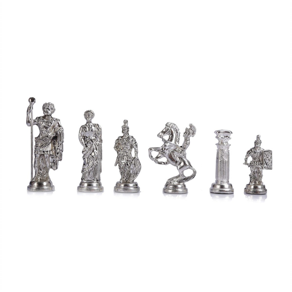 Gifthome Metal Satranç Takımı/Seti;Battal,Roma,Antik,Sedefli,Gül,Düz Masif Satranç Tahtası