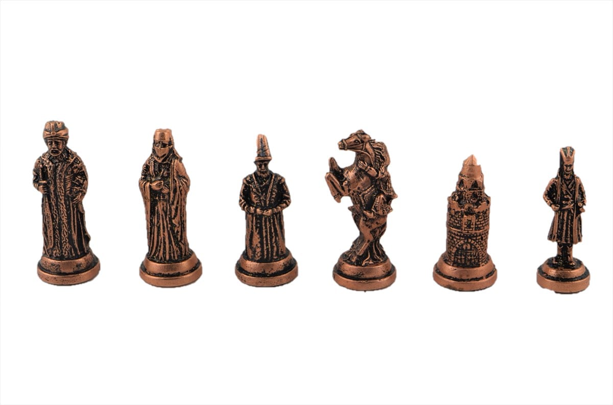 Gifthome Metal Satranç Takımı/Seti;Büyük,Osmanlı,Antik Taş ve Bahar Desenli Satranç Tahtası