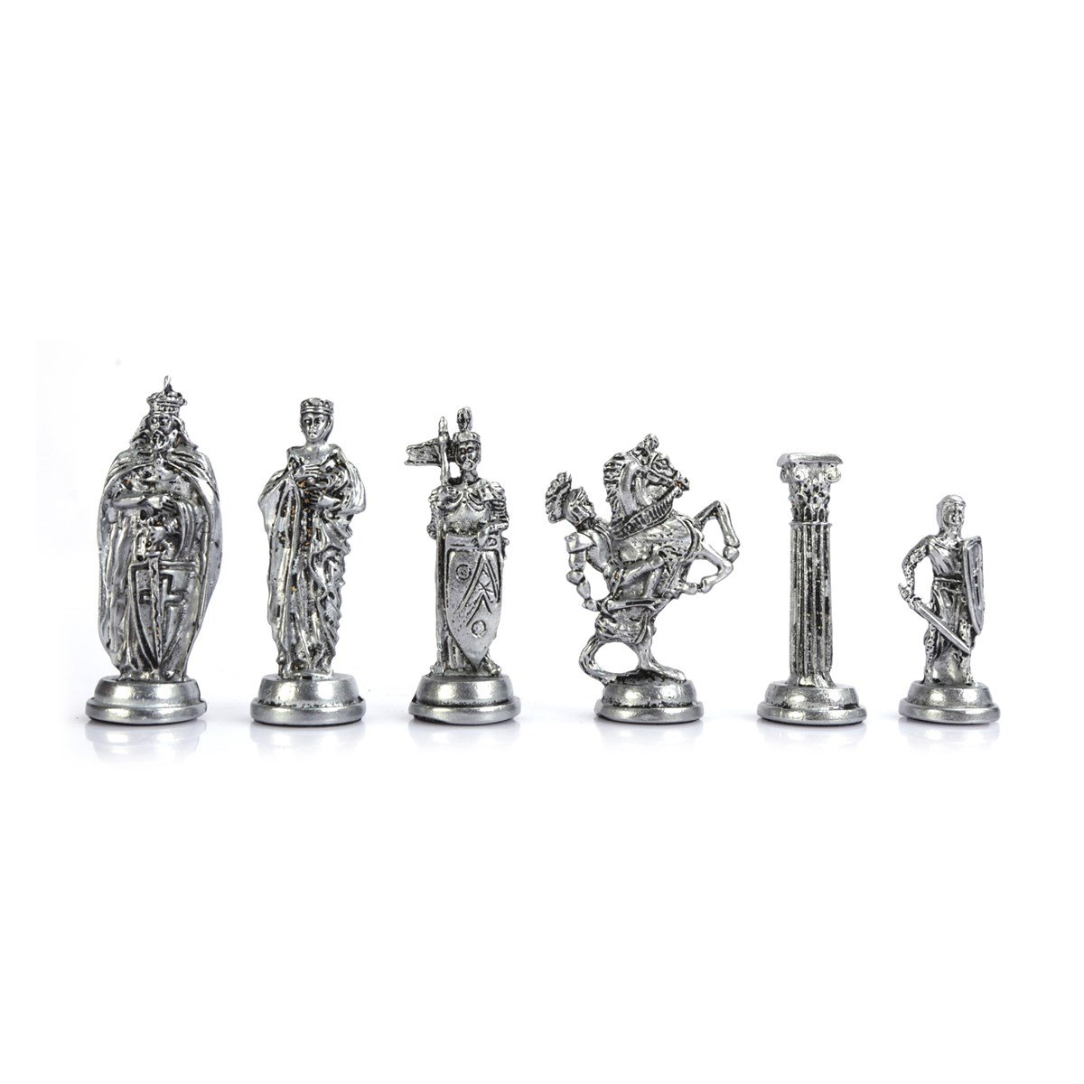 Gifthome Metal Satranç Takımı/Seti;Büyük,İngiliz,Antik Taş ve Sedef Desenli Satranç Tahtası