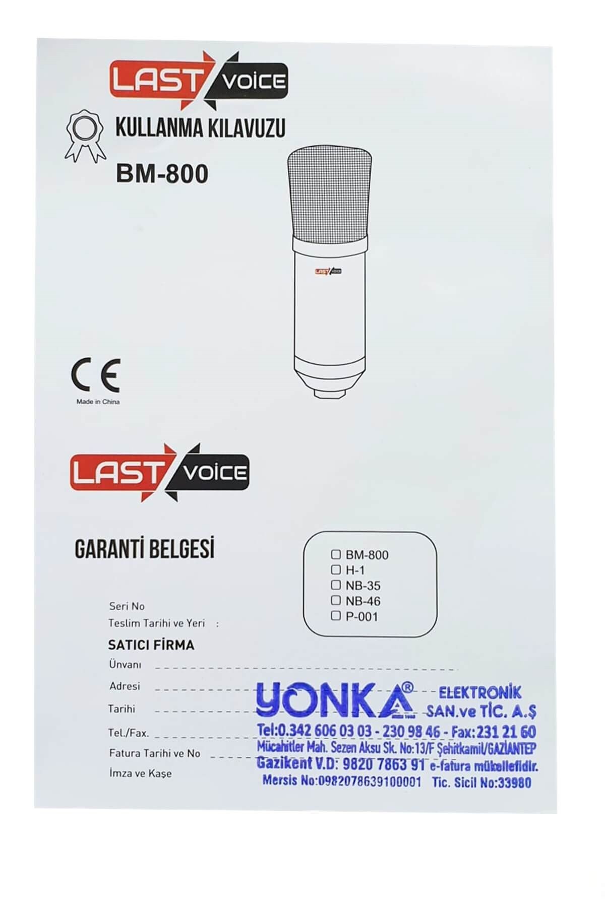 Lastvoice BM800 Condenser Stüdyo Mikrofon Set (7.1 Ses Kartı Hediye)