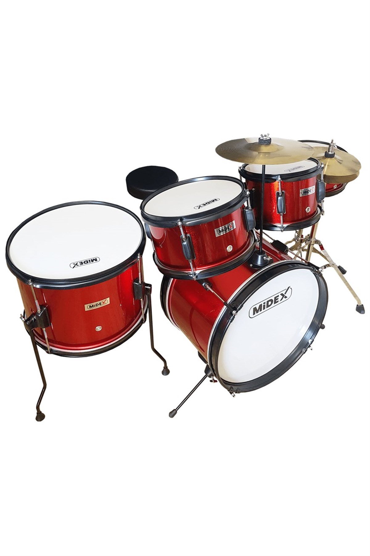 Midex CD500X-RD Akustik Çocuk Baterisi Davulu Seti 5-18 Yaş İçin Full Set