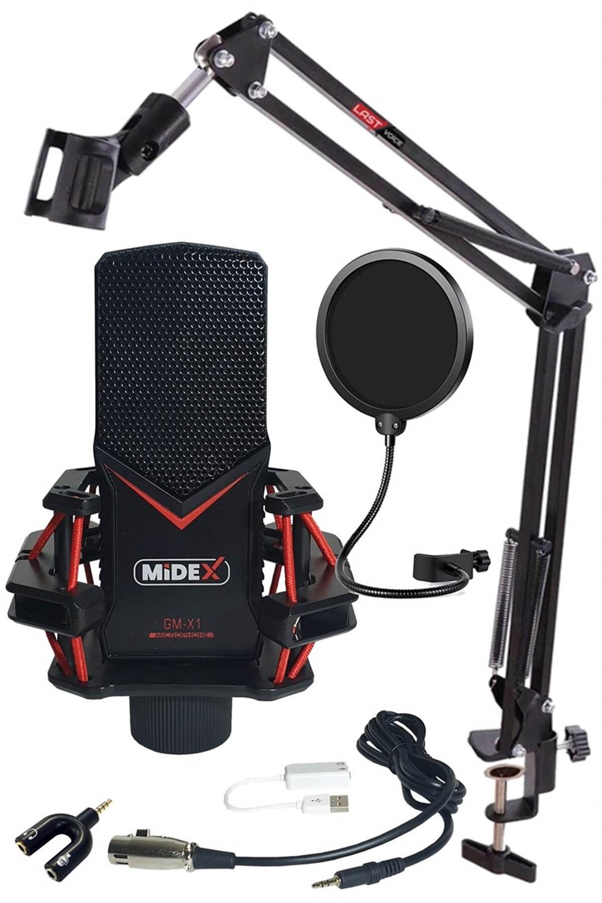 Midex GMX-1ST Condenser Twitch Canlı Yayın Mikrofonu PC ve Telefon (Stand ve Filtreli)