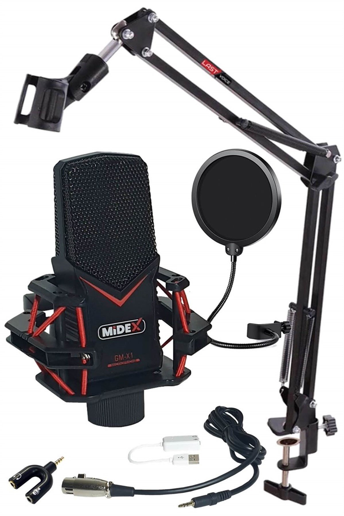 Midex GMX-1ST Condenser Twitch Canlı Yayın Mikrofonu PC ve Telefon (Stand ve Filtreli)