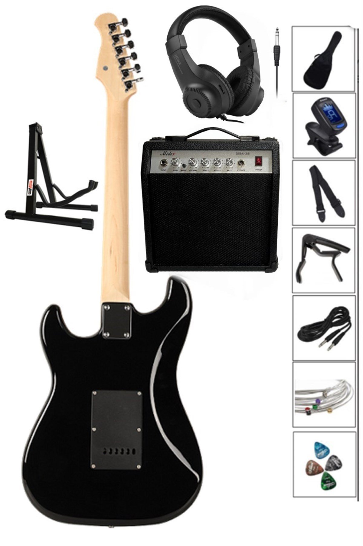 Midex RPH20-30W-AMP Elektro Gitar Seti 30 WATT GAİN'Lİ Amfi Kulaklık Full SET